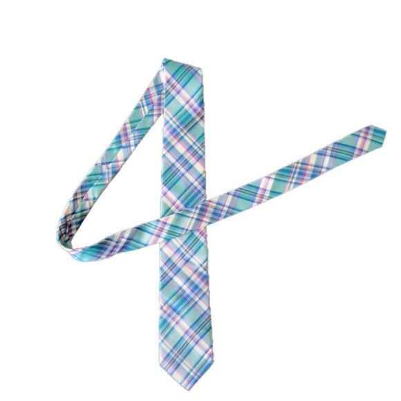 Tommy Hilfiger Silk Sail Plaid Tie Pink Blue White Classic Preppy 57.5" X 3.5" - Picture 6 of 7